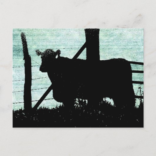 Grunge Cow Silhouette Postkarte (Vorderseite)