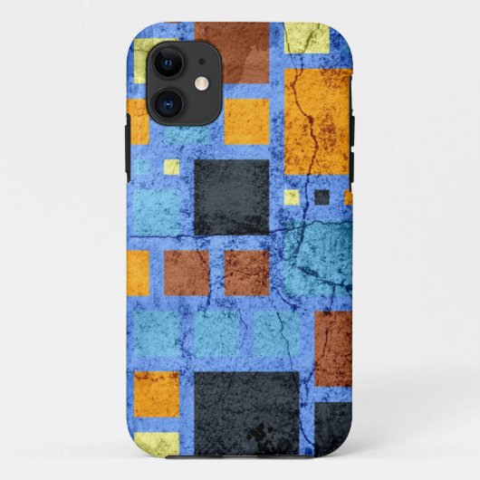 Grunge Cracked Retro Moderne Quadrate Muster Case-Mate iPhone Hülle (Rückseite)