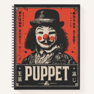 Grunge Creepy Puppet Dark Circus Art Notizblock