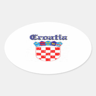 Grunge Croatia Wappen Designs Ovaler Aufkleber