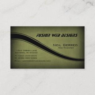 Grunge Curves Business Card, Dunkles Olive Visitenkarte