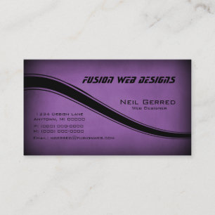 Grunge Curves Business Card, Eggplant Visitenkarte