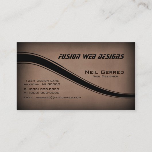 Grunge Curves Business Card, Mocha Visitenkarte (Vorderseite)