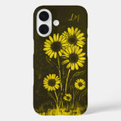 Grunge Daisy Yellow Brown Monogram Individuelle Na Case-Mate iPhone Hülle (Rückseite)