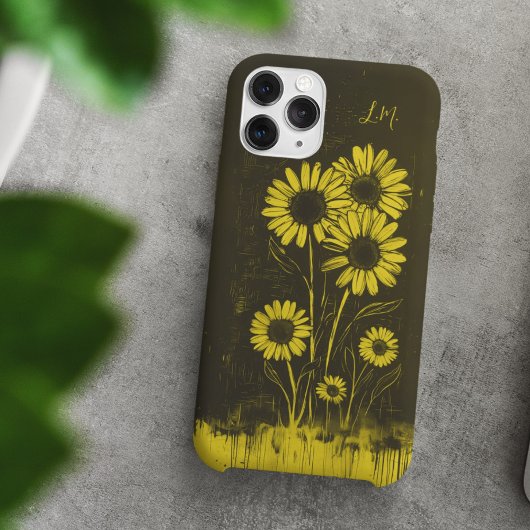Grunge Daisy Yellow Brown Monogram Individuelle Na Case-Mate iPhone Hülle