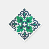 Grunge Damask Blue Green Swirl Serviette (Ecke)