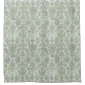 Grunge Damask Duck Egg Blue Sage Green Duschvorhang (Vorderseite)