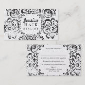 Grunge Damask Haar Stylist Terminkarten Terminkarte (Vorne/Hinten)