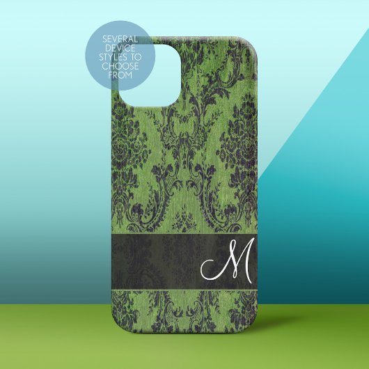 Grunge Damask Muster auf Galaxie mit Monogramm Case-Mate iPhone Hülle