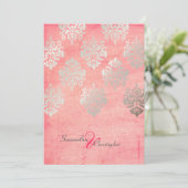 Grunge Damask/pink/Imitate Einladung zur Hochzeit  (Stehend Vorderseite)
