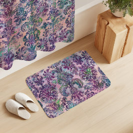 Grunge Damask Pink Purple Charteuse Turquoise Badematte