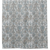 Grunge Damask Taupe Sky Blue Cream Grey Duschvorhang (Vorderseite)