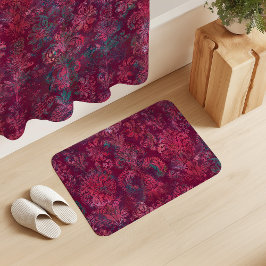 Grunge Damast Burgunderrot Smaragd Scharlachrot Badematte