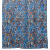 Grunge Damast Kobaltblau Rost Orange Duschvorhang (Vorderseite)