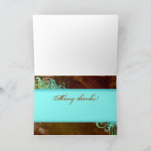 Grunge Dankeschön Blume Blue Brown Dankeskarte (Innenseite)