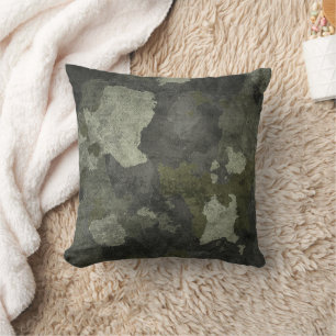Grunge Dark Camouflage Throw Kissen