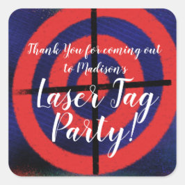 Grunge Dart Laser Tag Party Quadratischer Aufkleber