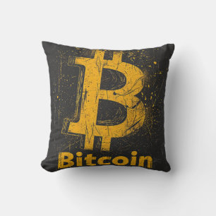 Grunge decorative Bitcoin logo blockchain Design Kissen