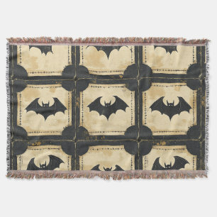 Grunge Denim Halloween Patchwork mit Fledermäusen  Decke