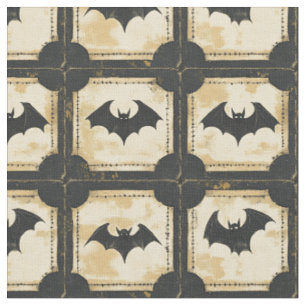 Grunge Denim Halloween Patchwork mit Fledermäusen Stoff