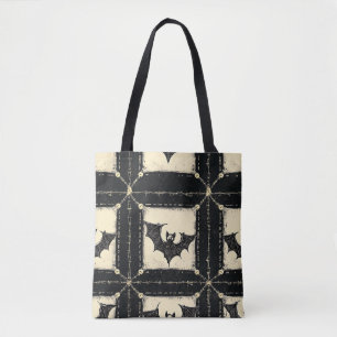 Grunge Denim Halloween Patchwork mit Fledermäusen Tasche