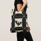 Grunge Denim Halloween Patchwork mit Fledermäusen Tasche (Von Nahem)