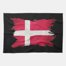 Grunge Denmark flagge, Brush stroke, Dänemark flag Geschirrtuch