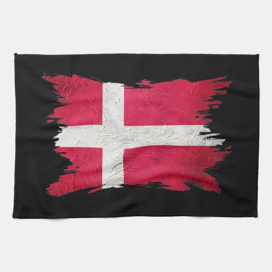 Grunge Denmark flagge, Brush stroke, Dänemark flag Geschirrtuch (Horizontal)