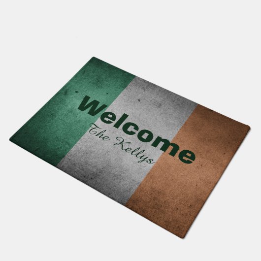 Grunge Design Irish Flag Fußmatte (Schrägansicht)