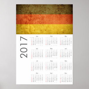 Grunge Deutschland Flagge Kalender 2017 Poster