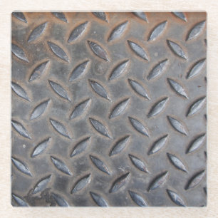 Grunge Diamantmetalle, geschweißte Stahlstruktur. Glasuntersetzer
