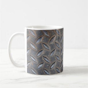 Grunge Diamantmetalle, geschweißte Stahlstruktur. Kaffeetasse