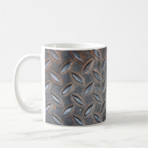 grunge Diamantuntergrund, geschweißte Stahlsurfe Kaffeetasse