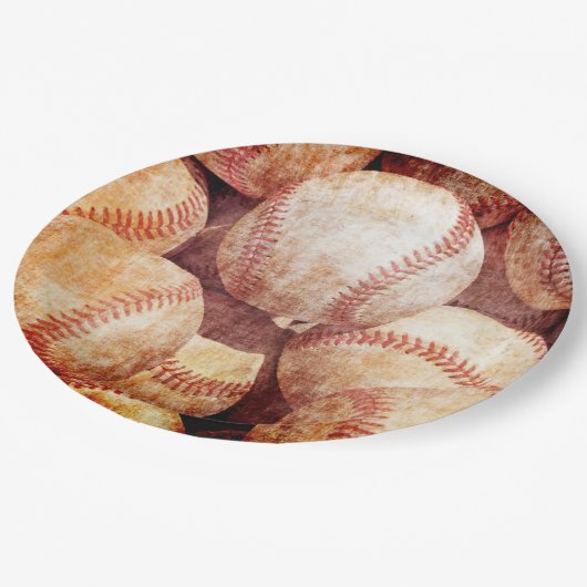 Grunge Dirty Vintag Worldcup Baseball Sport Balls Pappteller (Schrägansicht)