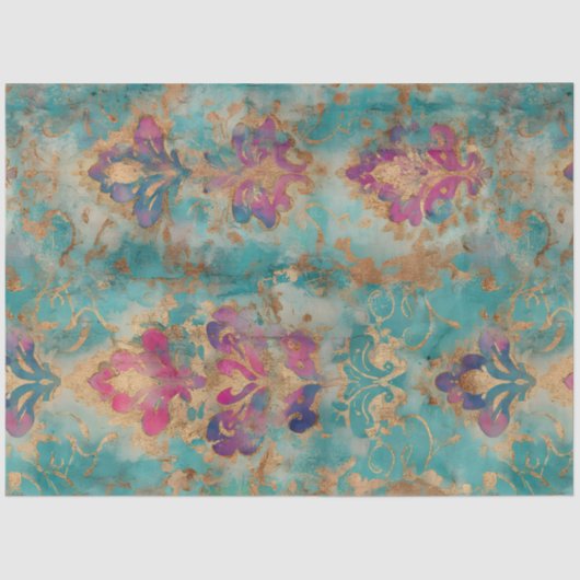 GRUNGE DISTRESSED DAMASK DECOUPAGE TISSUPAPIER SEIDENPAPIER (Vorderseite)