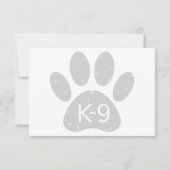 Grunge Distressed Dog Paw K-9 Lined Monogram Mitteilungskarte (Rückseite)