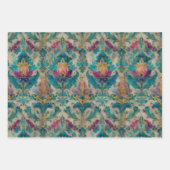 GRUNGE DISTRESSEITE DAMASK DEKORATIVE PAPIERE SET GESCHENKPAPIER SET (Vorderseite)