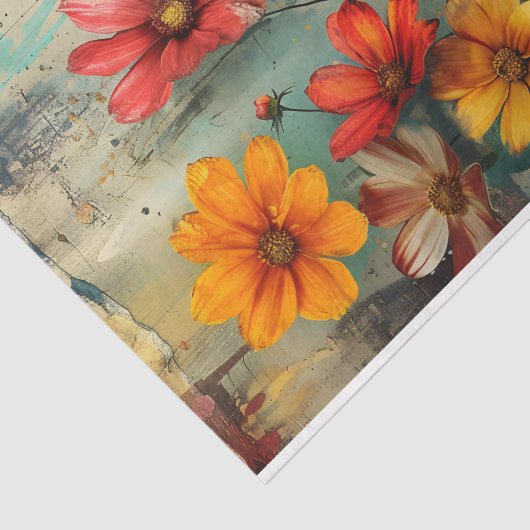 GRUNGE DISTRESSEITE FLORAL DECOUPAGE SEIDENPAPIER (Ausschnitt)