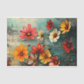 GRUNGE DISTRESSEITE FLORAL DECOUPAGE SEIDENPAPIER (Vorderseite)
