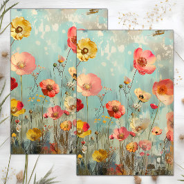 GRUNGE DISTRESSEITE FLORAL DECOUPAGE SEIDENPAPIER