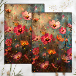 GRUNGE DISTRESSEITE FLORAL DECOUPAGE SEIDENPAPIER