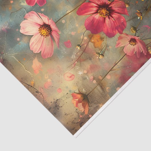 GRUNGE DISTRESSEITE FLORAL DECOUPAGE SEIDENPAPIER (Ausschnitt)
