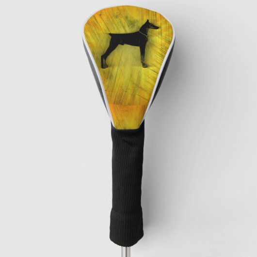 Grunge-Dobermannpinscher-Silhouette Golf Headcover (Vorderseite)