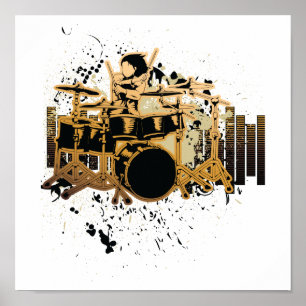 Grunge Drummer Design Poster