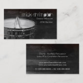 Grunge Drummer Musician Business Card Visitenkarte (Vorne/Hinten)