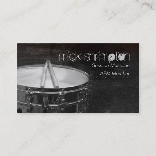 Grunge Drummer Musician Business Card Visitenkarte (Vorderseite)