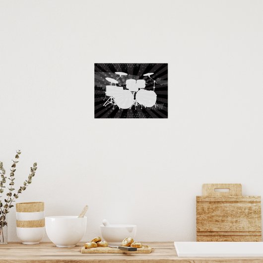 Grunge Drums Black Burst Poster (Küche)