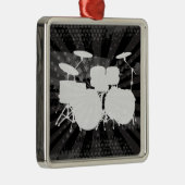 Grunge Drums Black Burst Silbernes Ornament (Rechts)
