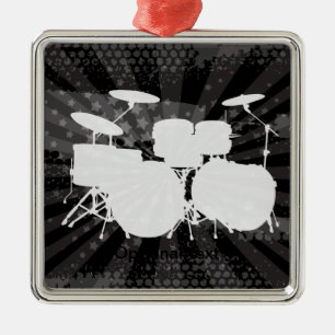 Grunge Drums Black Burst Silbernes Ornament
