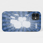 Grunge Drums Blue Burst Case-Mate iPhone Hülle (Rückseite (Horizontal))